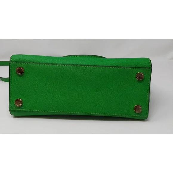 Michael Kors Selma Medium Satchel Green Saffiano Leather Crossbody Tote Purse - Picture 12 of 16
